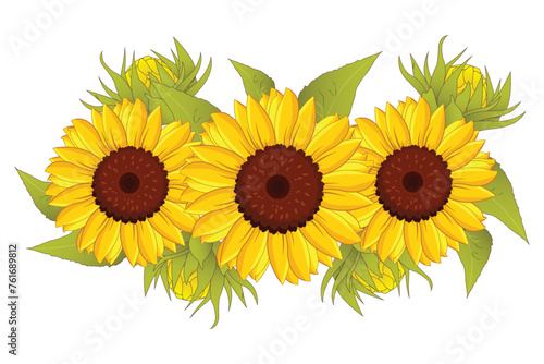 Hand painted watercolor sunflower border