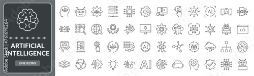 Set of Artificial intelligence line icons. Collection of Artificial intelligence icon EPS10 - Stock Vector