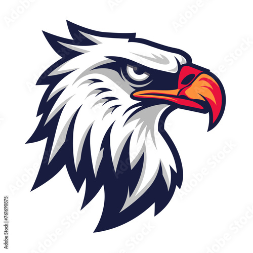 Vector esports logotype eagle in the colors of the usa flag on white background, logo eagle, icon eagle, sticker eagle, symbol eagle, emblem eagle, hawk, falcon, bird