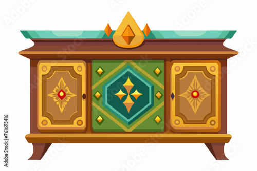  Enchantment sideboard, flat style, Isolated on white background Vector illustration