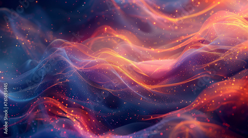 A colorful, swirling pattern of light and dark blue and red