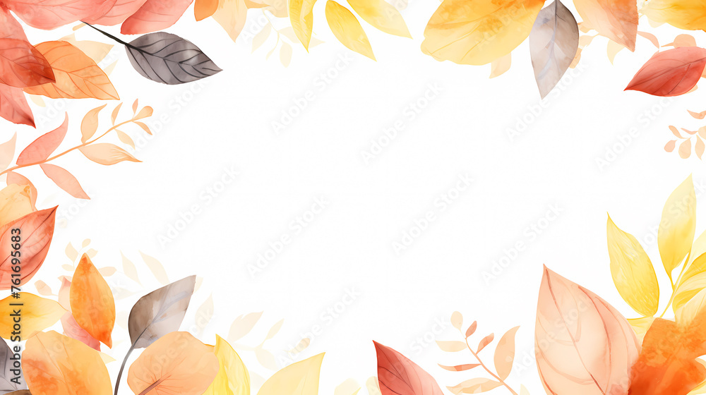 Watercolor autumn branches with leaves background Watercolor autumn branches with leaves background