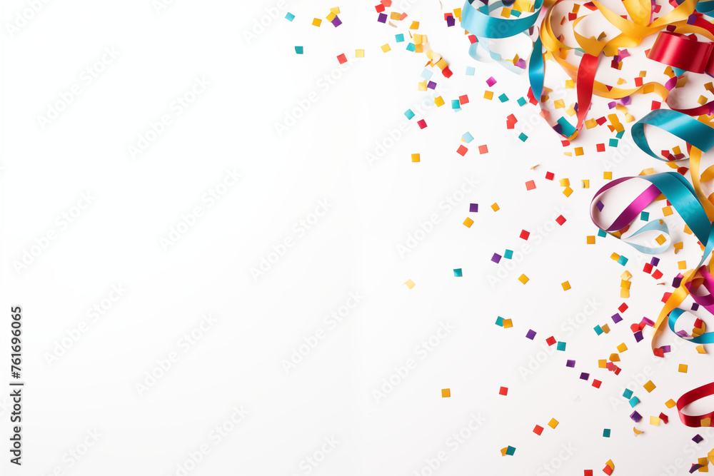 Festive Party Background with Colorful Confetti and Streamers

