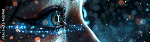 A high-resolution close-up of an eye with digital graphics on the iris, showcasing the future of vision technology photo