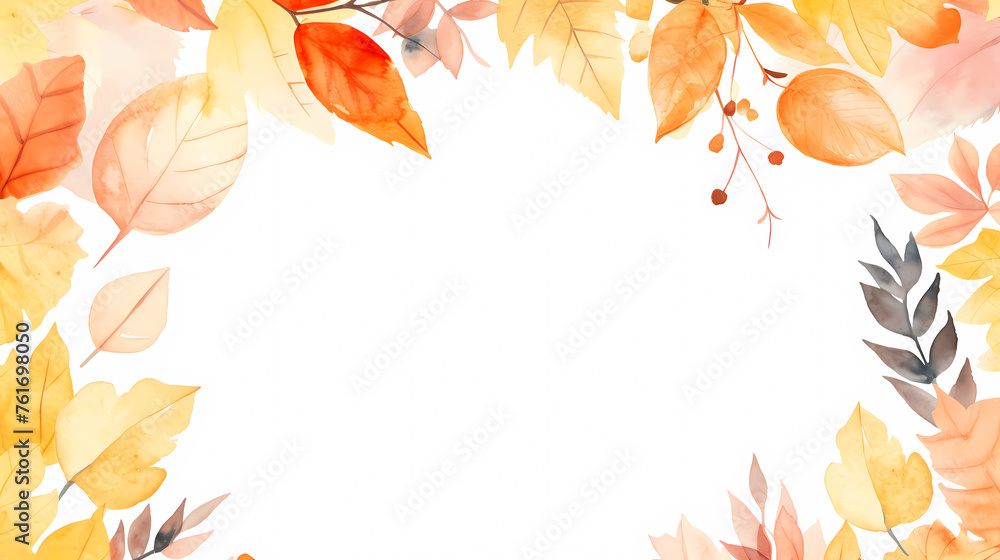Watercolor autumn branches with leaves background Watercolor autumn branches with leaves background