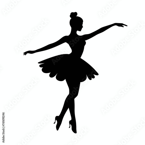 Ballerina black icon on white background. Ballerina silhouette