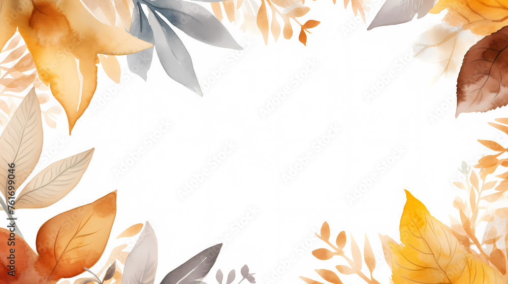 Watercolor autumn branches with leaves background Watercolor autumn branches with leaves background