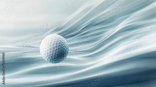 Close up of a white Golf Ball  Abstract Vibrant Wave Illustration