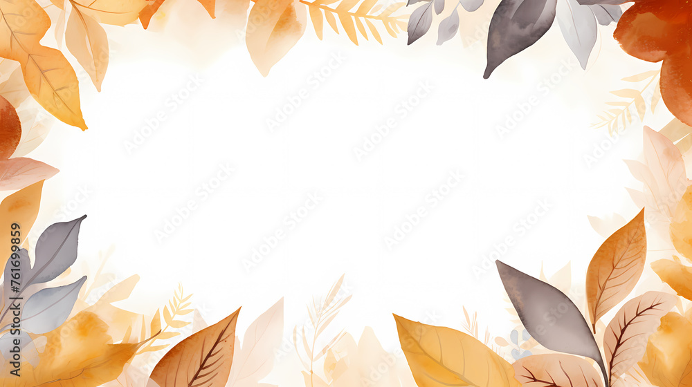 Watercolor autumn branches with leaves background Watercolor autumn branches with leaves background