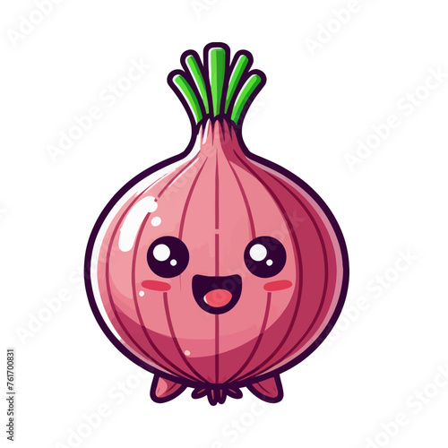 Onion with a hand-drawn face on a plain white surface.