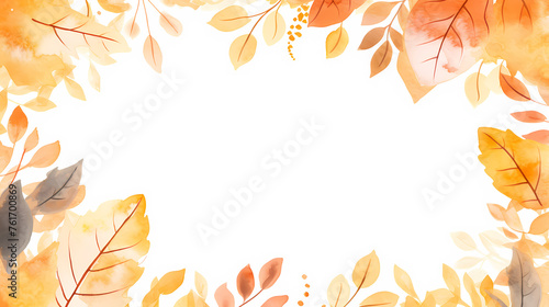 Watercolor abstract background autumn series frame with seasonal leaves