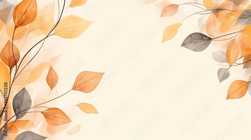 Watercolor abstract background autumn series frame with seasonal leaves Watercolor abstract background autumn series frame with seasonal leaves