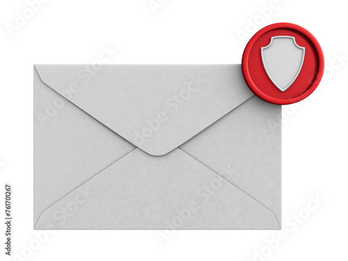mail and shield on white ba...