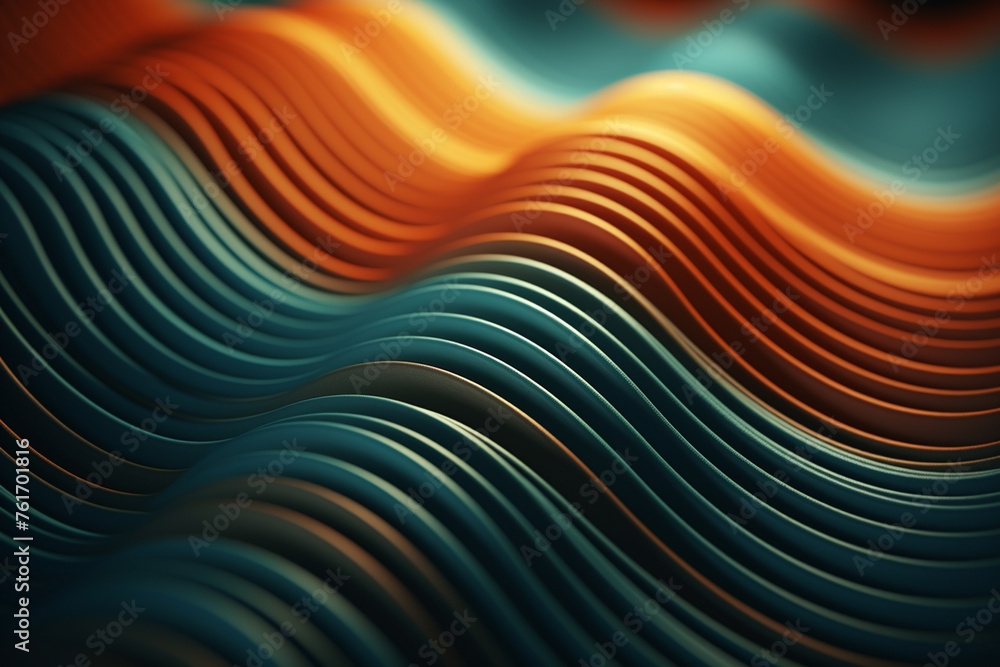 3D rendering of abstract wavy lines in blue and orange colors 3D rendering of abstract wavy lines in blue and orange colors