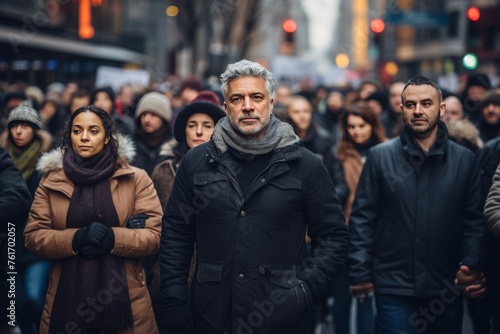 Group of People Walking Down Busy Street © umar