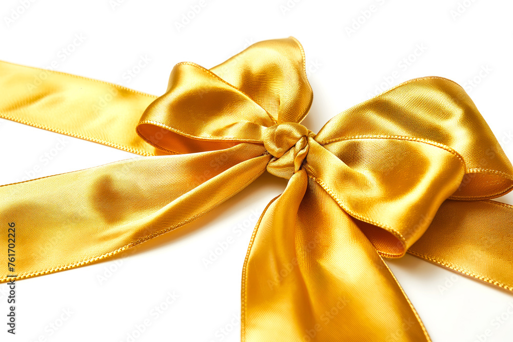 Radiant Golden Bow on Pristine White Background Radiant Golden Bow on Pristine White Background