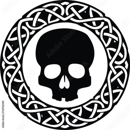 Celtic Circle or Ring Knot Pattern with Skull