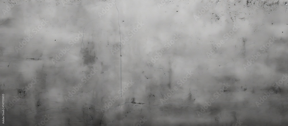 Fototapeta premium A monochrome photograph of a grey wall with a blurred background, showcasing a patterned wood flooring and a natural landscape of grass in the darkness