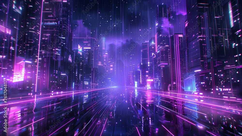 A cityscape with a purple sky and a purple city A cityscape with a purple sky and a purple city