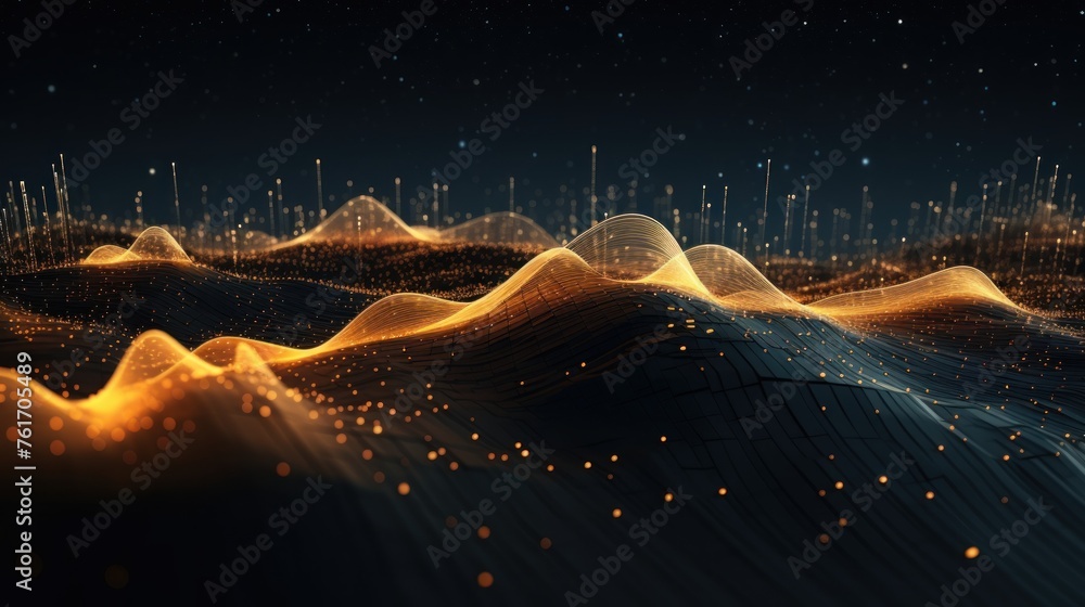 Futuristic abstract background with technology particles in a state of flux, symbolizing the ever changing landscape of technological evolution - obrazy, fototapety, plakaty 