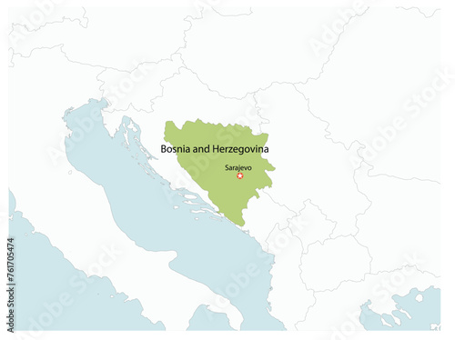 Outline of the map of Bosnia and Herzegovina with regions © alvindom