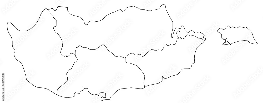 Outline of the map of Cyprus with regions