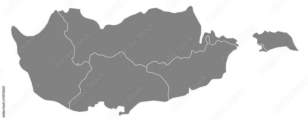 Naklejka premium Outline of the map of Cyprus with regions
