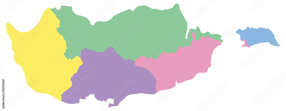 Outline of the map of Cyprus with regions