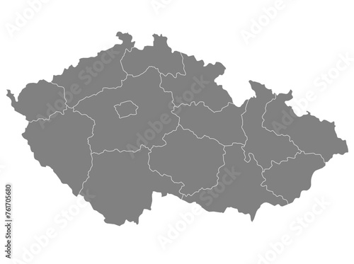 Outline of the map of Czech Republicwith regions