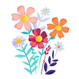 Cartoon Flowers on a white Background.