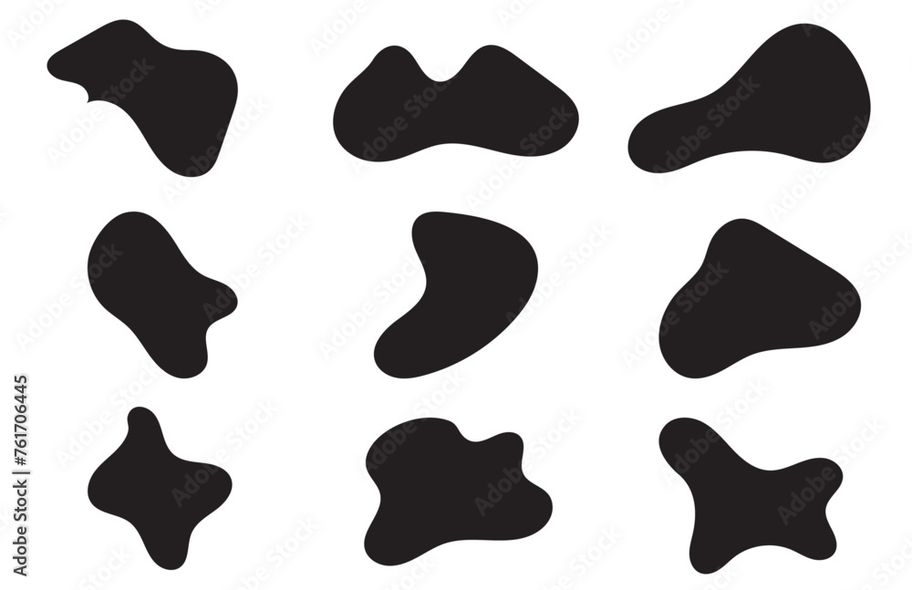Organic blobs set icon. Random shapes cube drop Organic blobs set icon. Random shapes cube drop