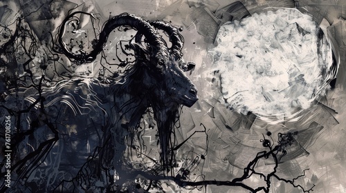 AI-generated abstract illustration of a goat