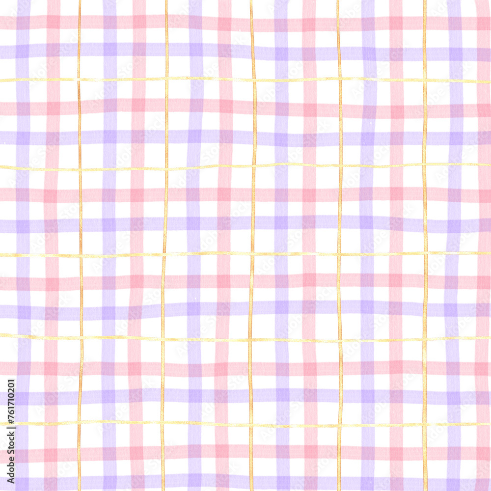 Gold Pink Purple Plaid Hand Drawn Background Overlay Gold Pink Purple Plaid Hand Drawn Background Overlay