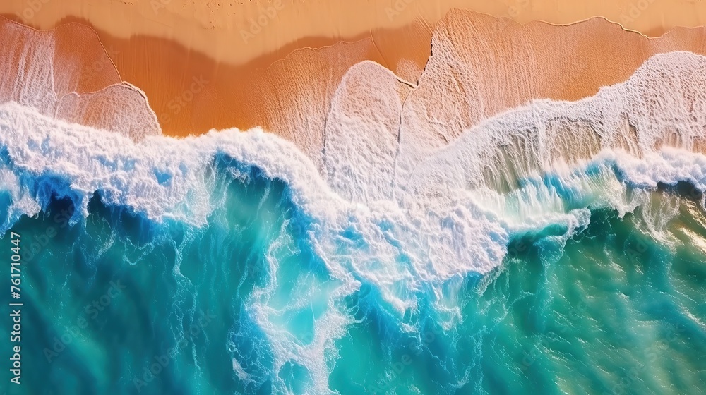 Aerial View of Waves Crashing on a Colorful Shoreline Aerial View of Waves Crashing on a Colorful Shoreline