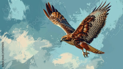 An eagle flies in search of prey AI generated image photo