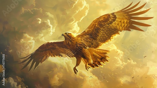 An eagle flies in search of prey AI generated image