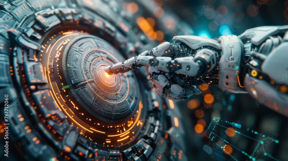 Robotic Hand Touching Circular Object Robotic Hand Touching Circular Object