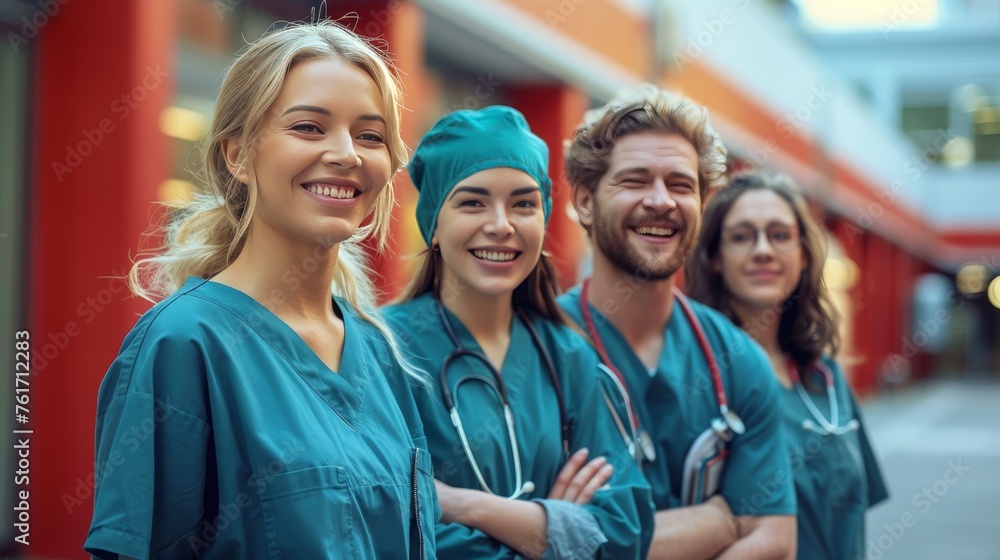 Group of Women in Scrubs Posing for Picture
