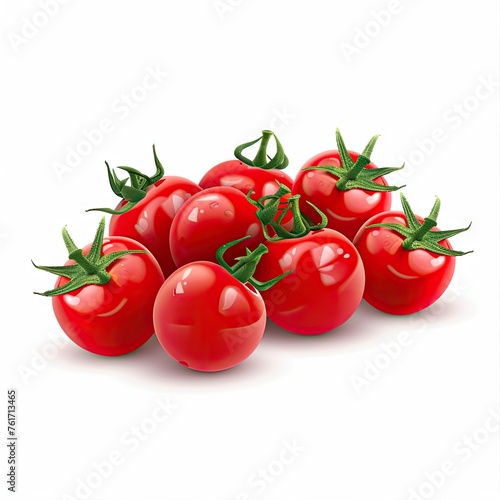 Glistening cherry tomatoes isolated on white background. © Sebastian Studio