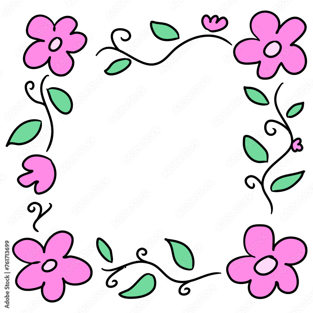 frame with flowers , floral ornament, pink flower frame for photo, card or print frame with flowers , floral ornament, pink flower frame for photo, card or print