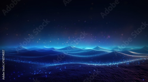 Futuristic abstract background with technology particles in a state of flux, symbolizing the ever changing landscape of technological evolution photo