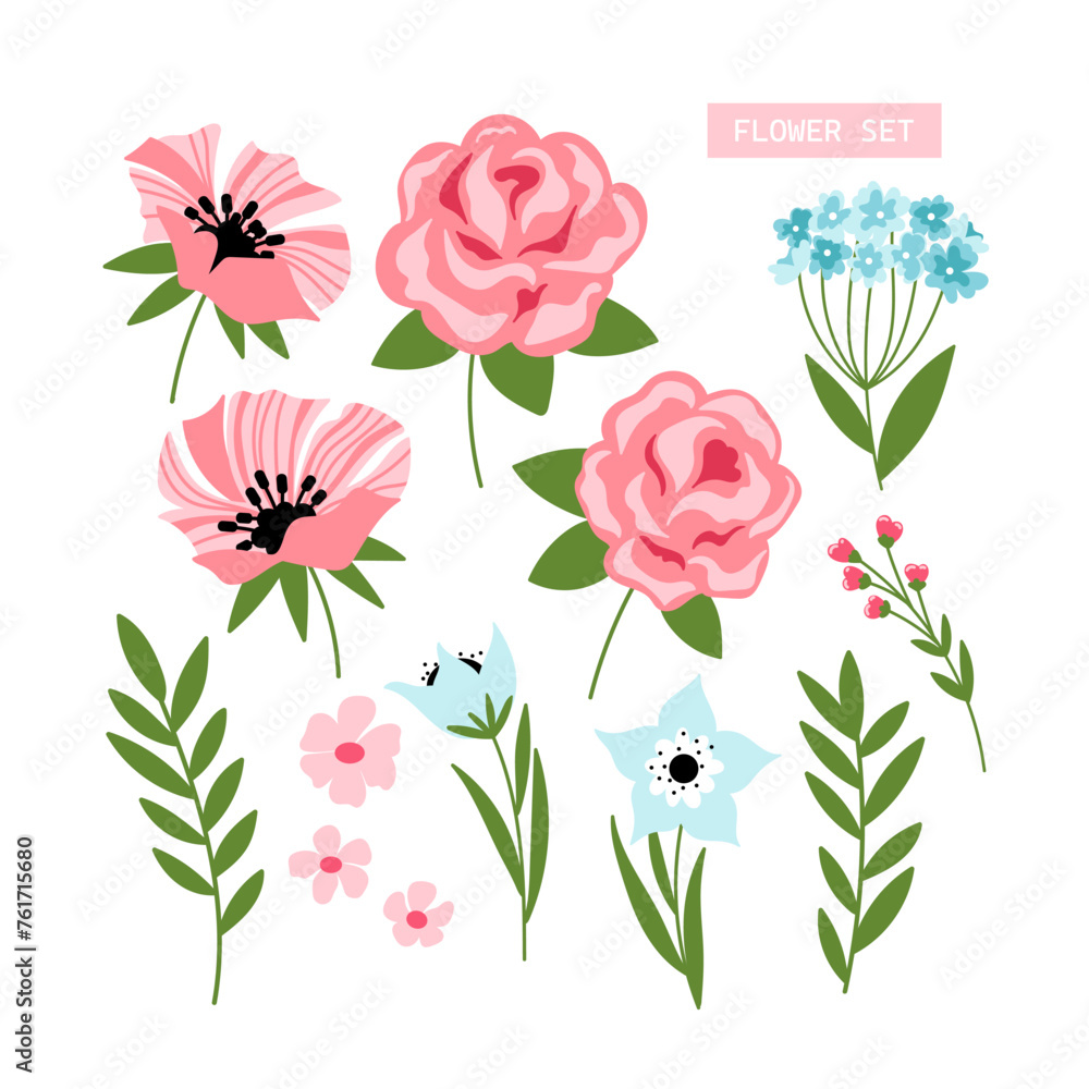 Floral elements set in vector Floral elements set in vector