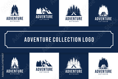 logo collection of adventure , nature forest , campground, logo inspiration.