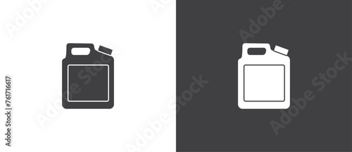 Flat square shape Jerrycan icon. Petrol signs. Car petrol symbol. Gasoline icon, Petrol signs. Car petrol symbol. Transportation vector icon illustration isolated on black and white background.