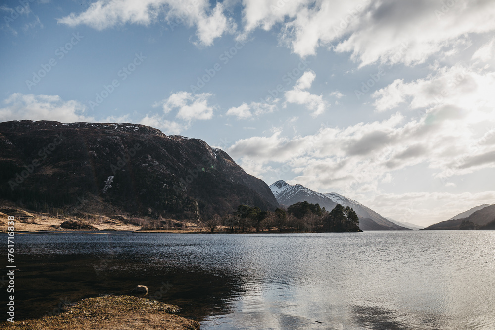 View of the Loch Shiel and Scottish landscape near Glenfinnan, Scotland.
