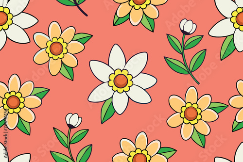 Flower seamless pattern background. elegant texture for backgrounds, vector illustration