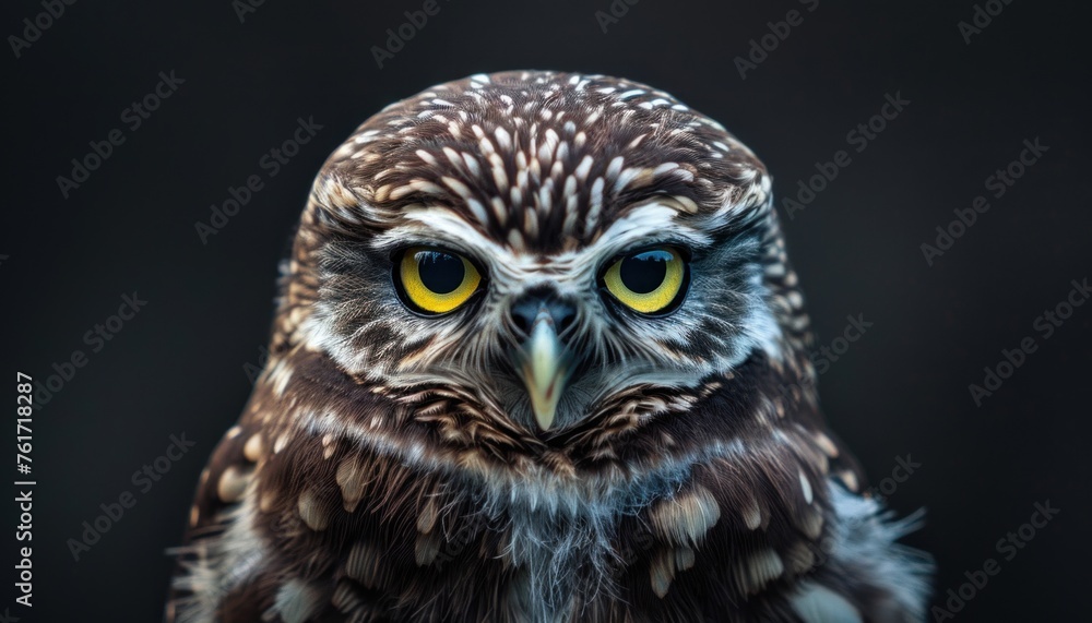 Intense gaze of a little owl Intense gaze of a little owl