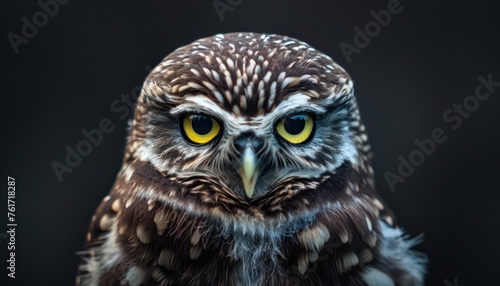 Intense gaze of a little owl