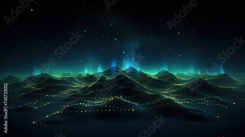 Futuristic abstract background with technology particles in a state of flux, symbolizing the ever changing landscape of technological evolution