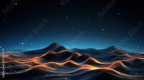 Futuristic abstract background with technology particles in a state of flux, symbolizing the ever changing landscape of technological evolution photo